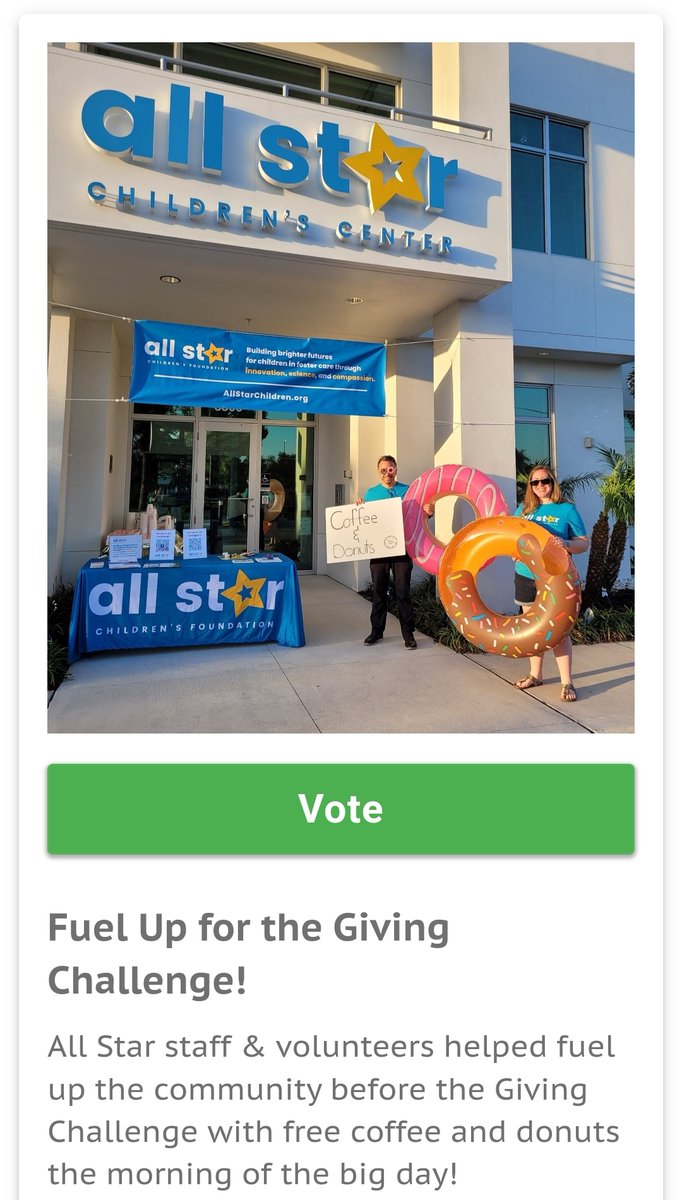 We would love your vote in the #GivingChallenge2022 Best Photo Contest! You can vote once per day through May 18th! Vote for All Star's picture here: yourobserver.secondstreetapp.com/2022-Giving-Ch…
