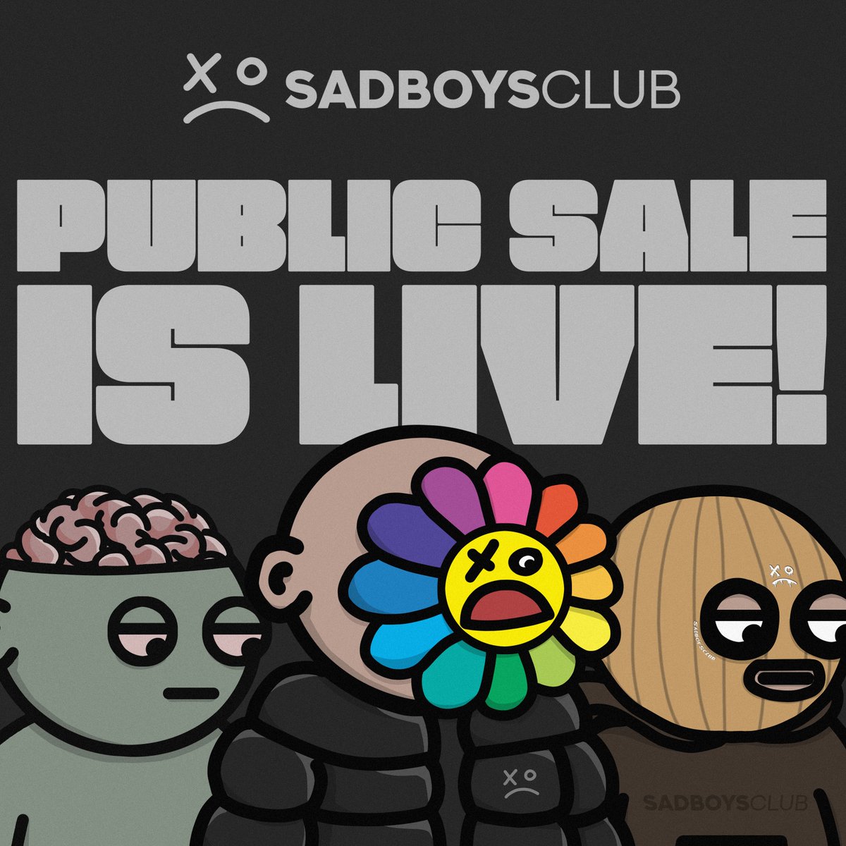 SadBoysClubNFT's tweet photo. PUBLIC SALE IS LIVE ON https://t.co/ini14I48Av

Price: 0.05E
Max mints: 10
Supply: 6868

RT this for a chance to win 1 airdropped NFT. 

#NFTdrop #NFTRelease #NFT #nftcommunity https://t.co/VkmZF5WLmA