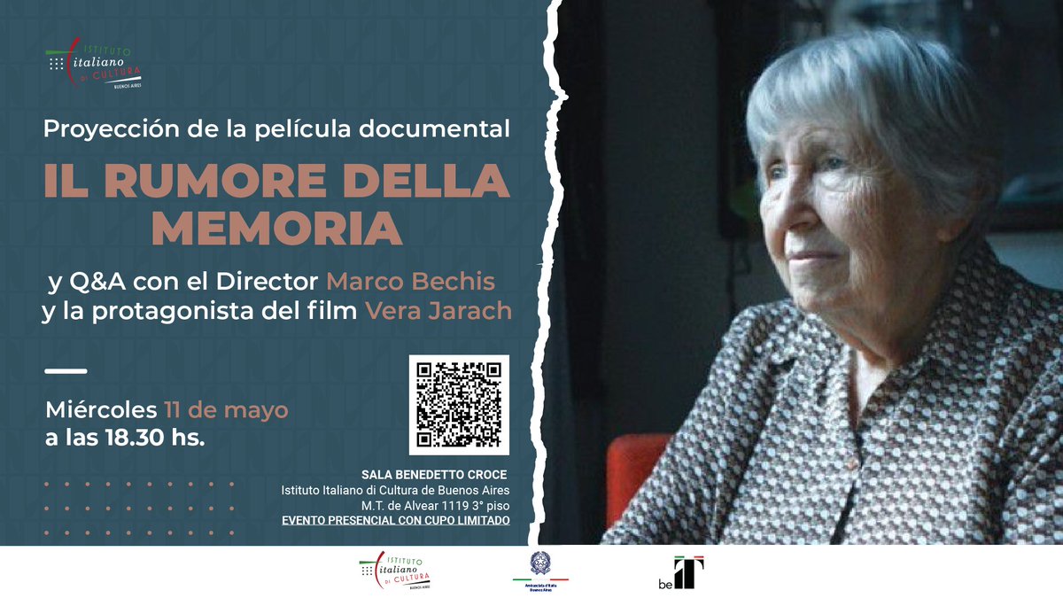IICbaires's tweet photo. 📢¡ES MAÑANA!
Últimos lugares disponibles. 
INSCRIPCIÓN 👇
https://t.co/FEE0xKHuYt
No te pierdas la oportunidad de ver este #Documental y dialogar con su director #MarcoBechis y su protagonista #VeraJarach. https://t.co/0vcdxpyUcq