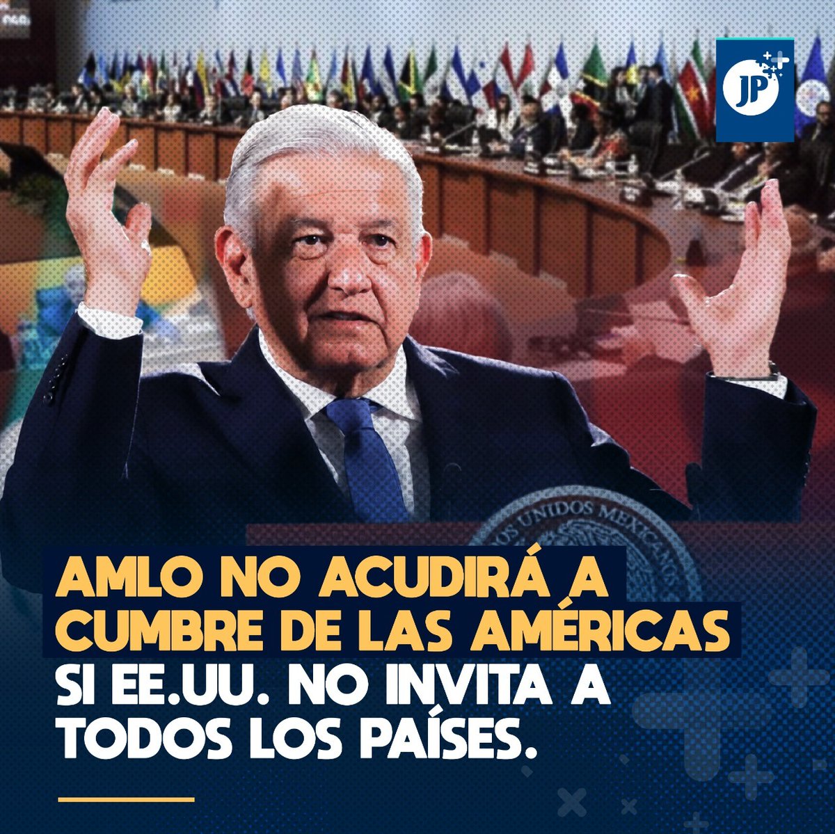 jpmasespanol's tweet photo. 🇲🇽 El presidente de #México, Andrés Manuel López Obrador, durante su conferencia matutina de este 10 de mayo, descartó asistir a la Cumbre de las Américas que se celebrará en junio próximo, si Estados Unidos excluye del encuentro a Cuba o algún otro país del continente. https://t.co/y2OZoW3JiZ