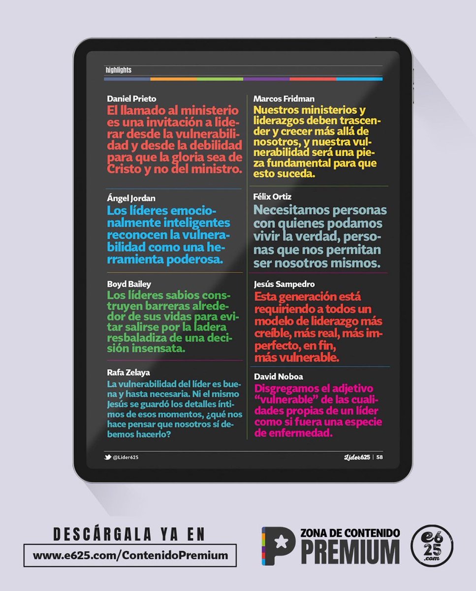 e625com's tweet photo. VULNERABILIDAD EN EL LIDERAZGO ed.26 – Disponible en https://t.co/BDXIRdVPUn

⬇️ Descarga ahora la última edición de la REVISTA @Lider625 con tu suscripción. https://t.co/ujYoTCamyr