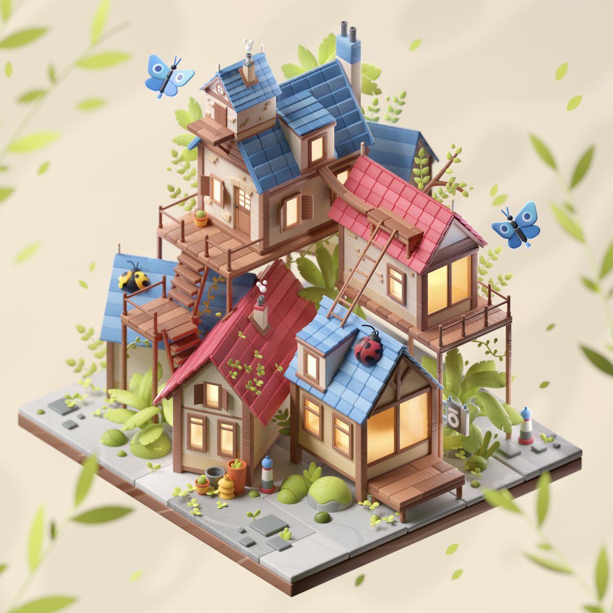 Sketch ✍️ → 3D Illustration 💫
"The Insect House 🏡🐞"