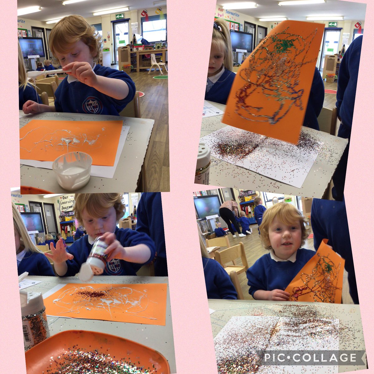 Magic tricks with glitter and glue in nursery today. Therapeutic activities and lots of fun getting sticky and messy too. Lots of happy, smiley faces. 😃 Da iawn pawb. 🤩⭐️@DeightonPrimary <a href="/powell_dps/">Miss Gemma Powell</a> <a href="/ThriveApproach/">Thrive Approach</a>