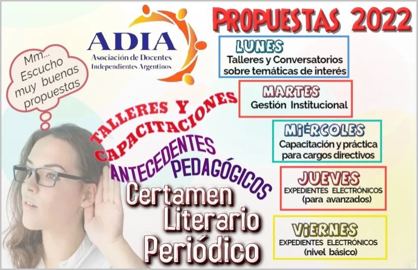 Adiadocentes's tweet photo. Sumate a nuestras capacitaciones.
ADIA acompaña tu crecimiento profesional.
Para más información escribí a info@adiadocentes.org.ar
O visitanos en https://t.co/3ojAulslB3 https://t.co/CJMZZrqm8R