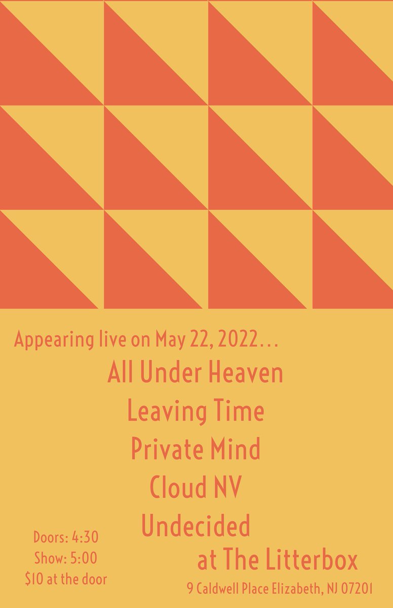 allunderhvn's tweet photo. stoked to announce the NJ date of our tour with leaving time / @privatemindlihc 5/22 at @thelitterboxnj! homies @cloudnvband and the young bouls undecided will be opening up the show. 

doors at 4:30p.m. &amp; show at 5:00p.m.! $10 clams at the door https://t.co/xYUAp3lVqb