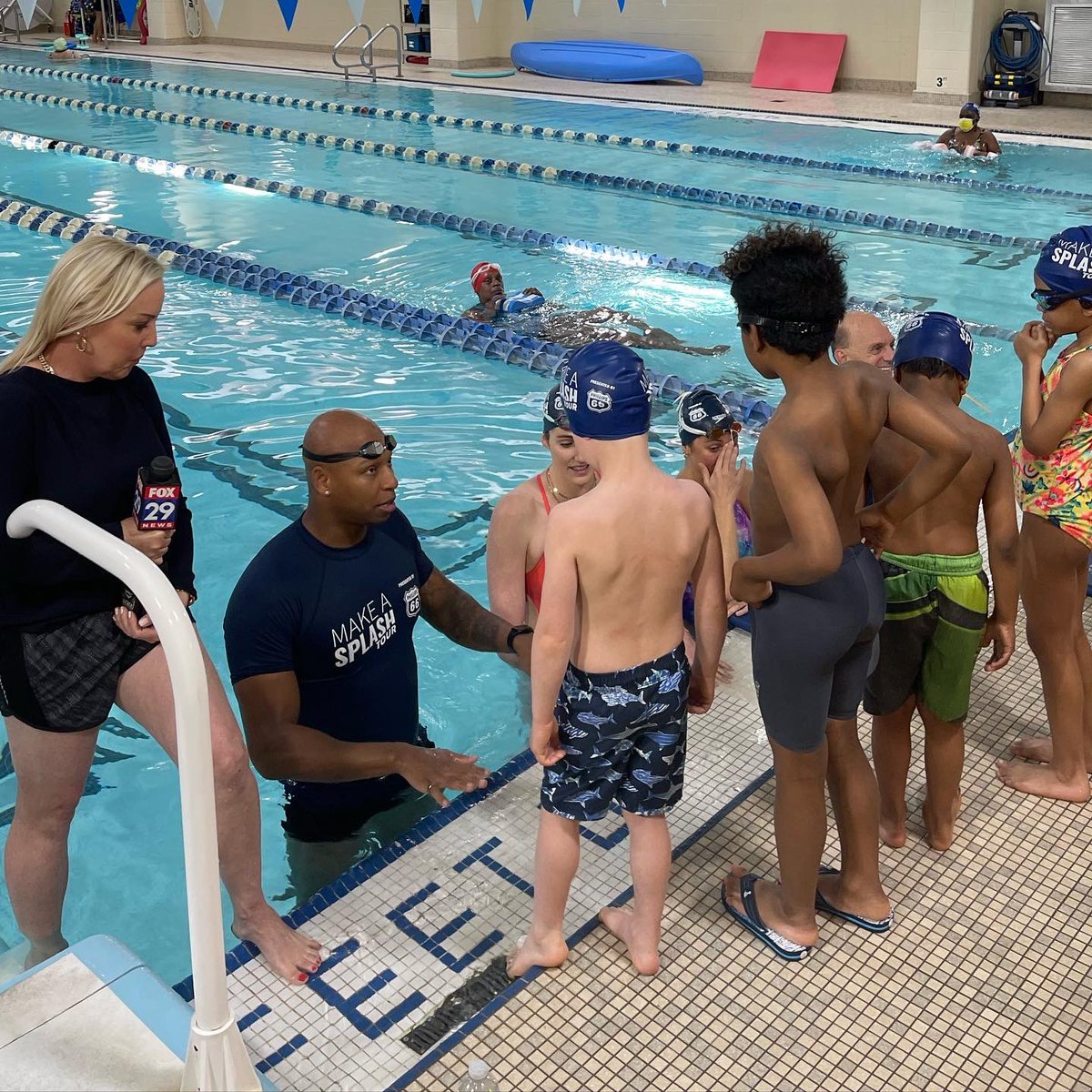 BullseyeComm's tweet photo. Thanks @fox29philly for joining @usaswimming at the Make a Splash Tour by @phillips66co and helping to spread the word that swimming lessons can decrease drowning risk by up to 88 percent.  @rowdygaines @cullenjones @missyfranklin88 @ebeisel34 

…
#makeasplash #fox29 https://t.co/CQ8pRpxmEA