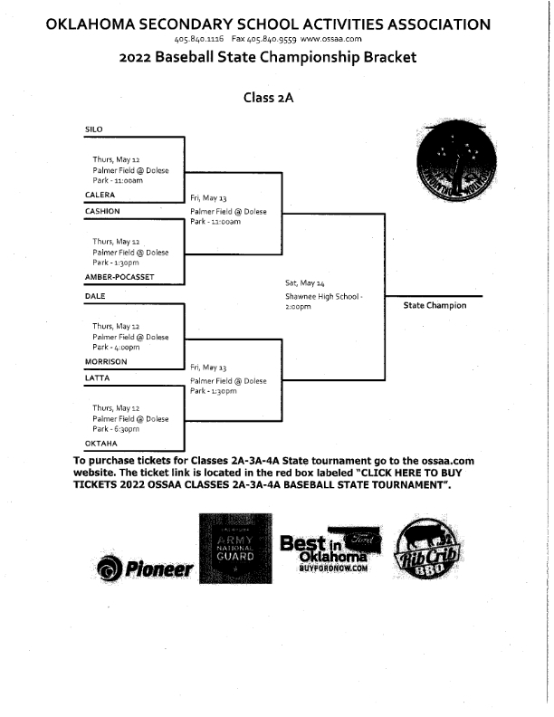 2022 Baseball State Bracket