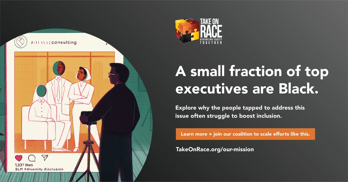 A small fraction of top executives are Black and the diversity chiefs tapped to fix this problem often struggle to boost inclusion due to a lack of adequate authority to drive deep change. Read more at takeonrace.org/about/news-and…
#takeonrace #racialequity #corporateamerica #allyship