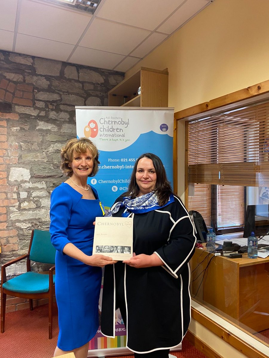 UKRinIRL's tweet photo. Amb @GeraskoLarysa was delighted to meet Adi Roche Grateful to @Chernobyl team for contribution since #ChNPP tragedy happened 36 years ago. Recent 🇷🇺military activity at🇺🇦 NPPs has posed a threat to people living in the vicinity as increased radiation level was registered again https://t.co/VcYHNftR0Q