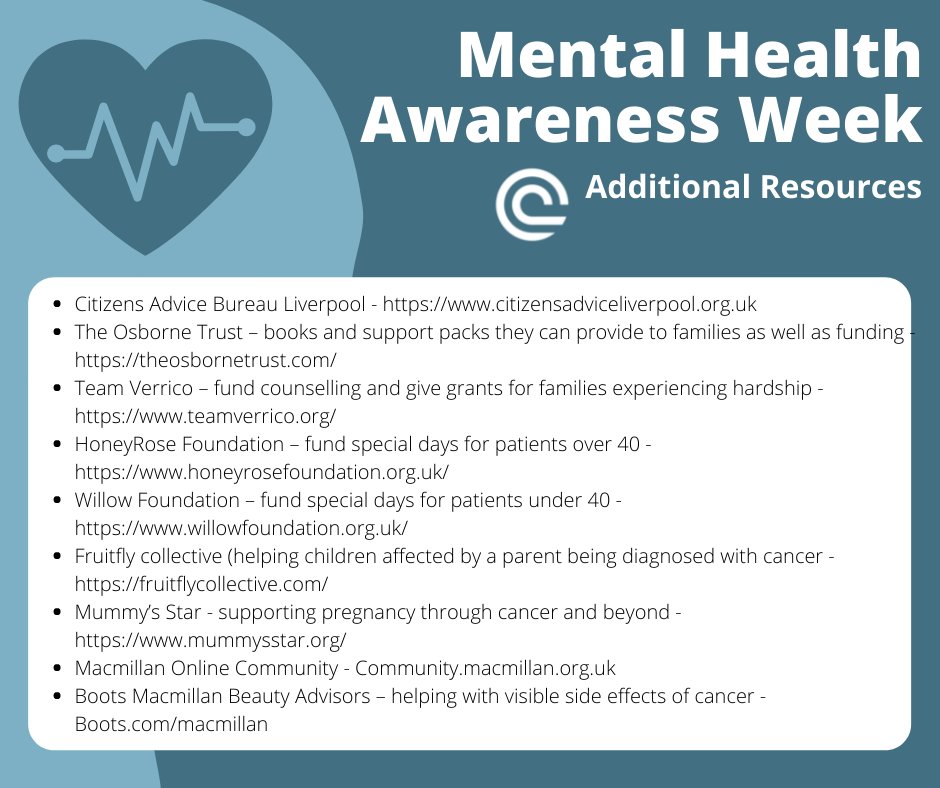 CCCNHS's tweet photo. It’s #MentalHealthAwarenessWeek

With the nature of cancer, physical health is often discussed, but we’d also like to focus on your mental health.

We’ve compiled a list of mental health resources – local, online, &amp; face to face. We hope you can find one to help you in some way. https://t.co/xq5L2m0t6V