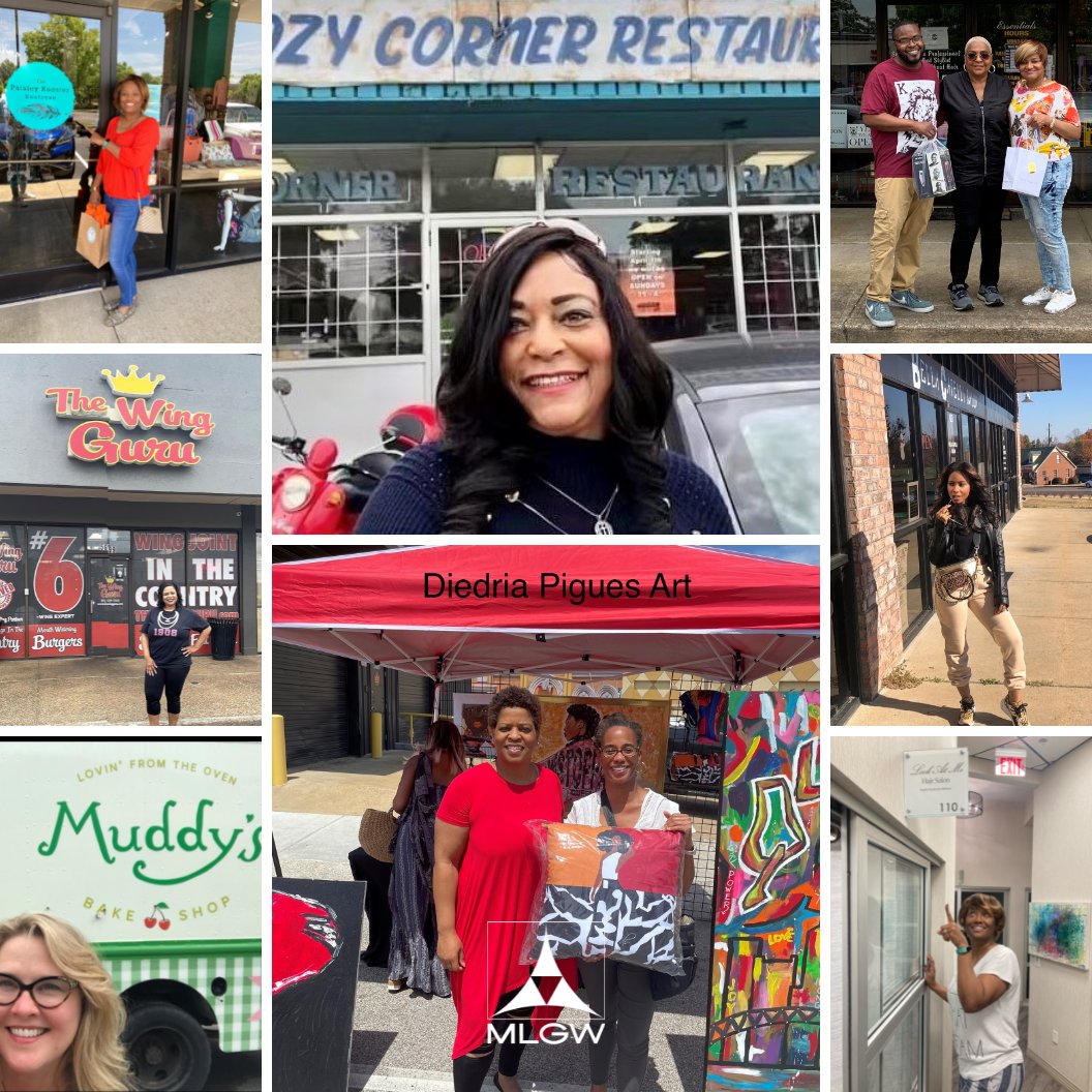 MLGW's tweet photo. #MLGW employees had a blast celebrating &amp; supporting businesses for #SmallBusinessWeek2022 @cozycornerbbq, @muddysbakeshop, Essential Beauty Supplies, @BellaCapelliTN, @DPiguesArt, @PaisleyRooster, Look at Me salon, @thewingguru #MLGWSupportsSmallBusiness #ServingYouIsWhatWeDo https://t.co/0HtQSTgcV9