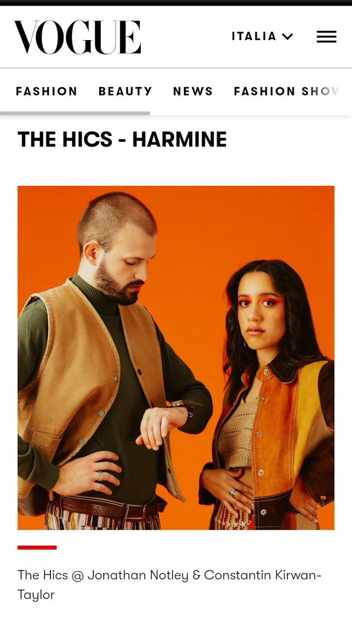 the_hics's tweet photo. @vogue_italia Thank you for highlighting H A R M I N E ep 🧡🔥!
https://t.co/NB1V3Ueyw5
#thehics #harmine #vogueitaly https://t.co/paPnOxuwJt