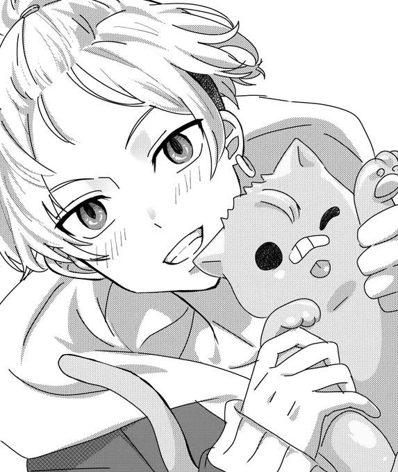 アイコン用にゔぁーっと描いたちょんまげ千冬とネコみっち😾 