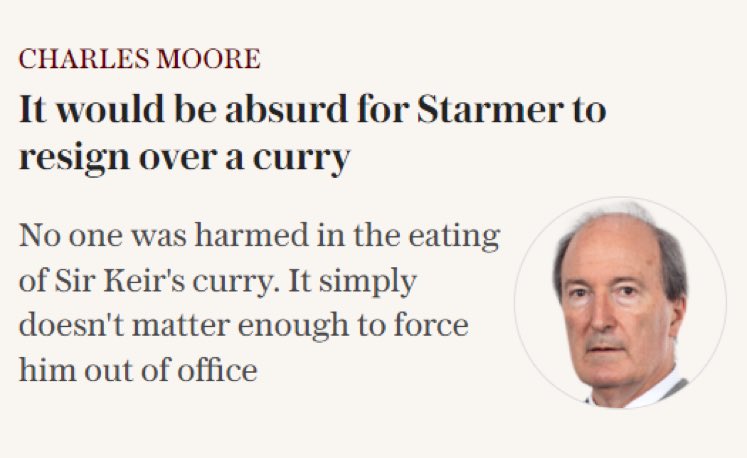 'Starmer must resign over a curry!' 'But that would mean Johnson has to resign too' 'In that case...'