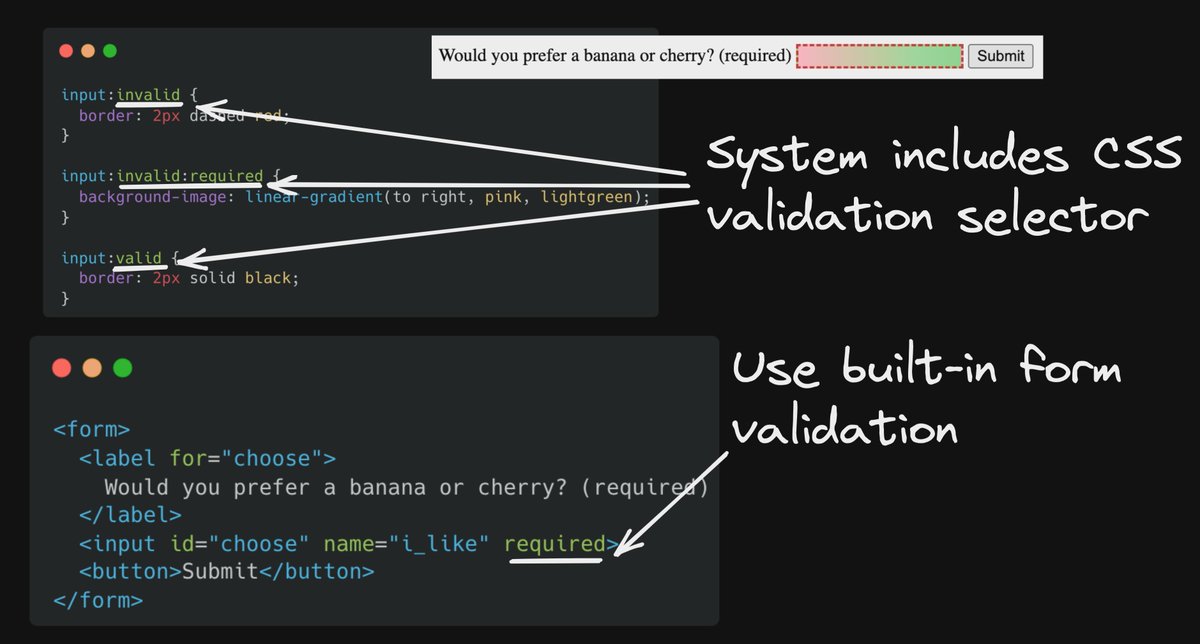 builderio's tweet photo. You don’t need to use a heavy framework to check forms, just use the platform! https://t.co/aZRDkVDdSj