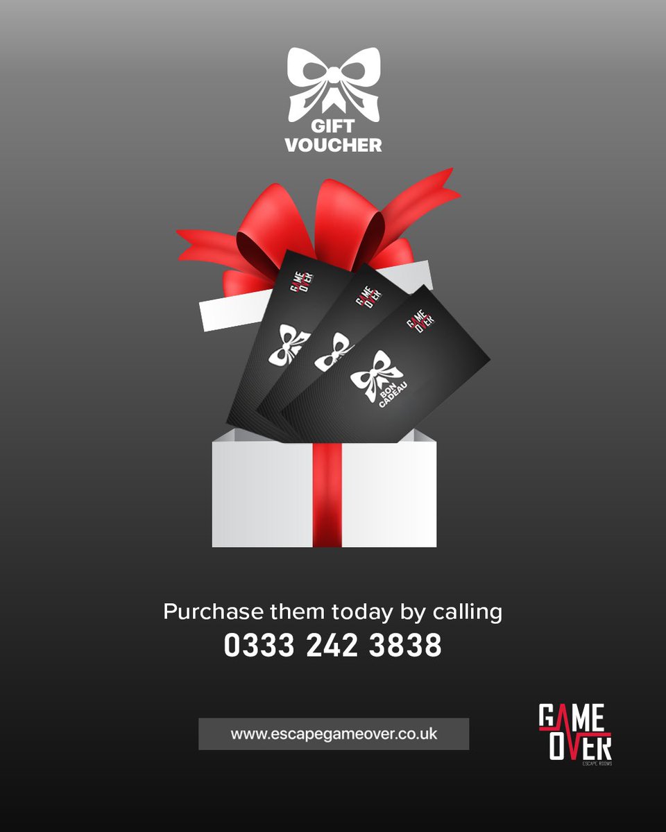 Can’t think of what to buy that special someone? Why not give us a call and buy a gift voucher? It can be for anything between 2 and 6 players and used on any of our rooms! We can personalise it and you can print it off at home. #escaperoomderby #gameover #gameoverescaperooms
