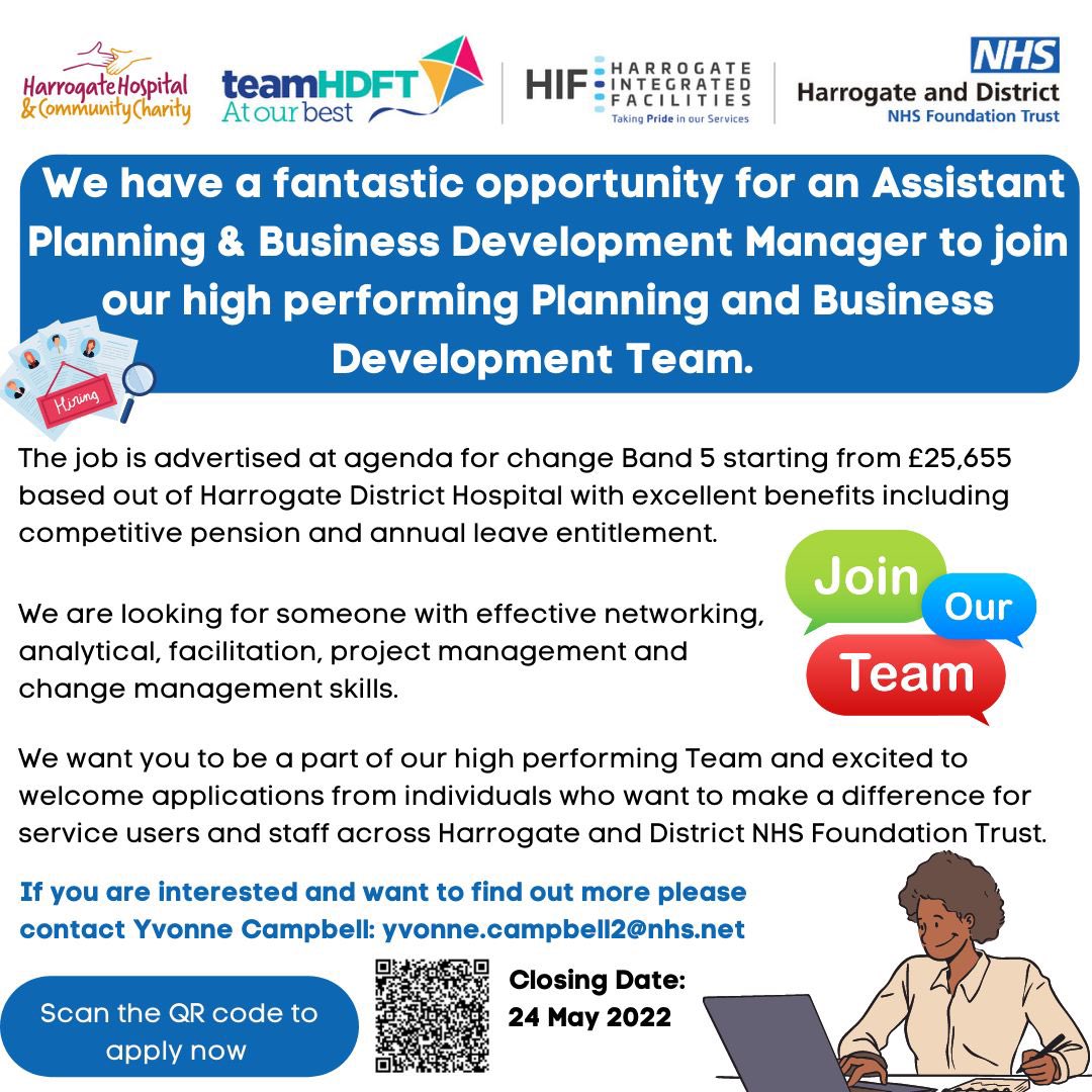 27Vonnie's tweet photo. Come join our team #careeropportunity #nhscareer we want to hear from you and encourage applications from those who want to make a difference for staff, patients and volunteers and the local communities we serve 💙@HarrogateNHSFT https://t.co/DlKVIstY4d