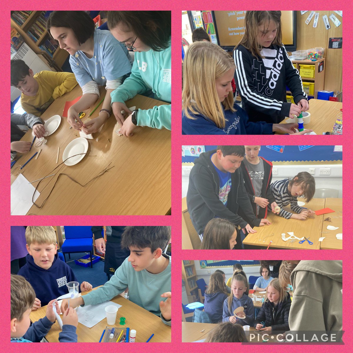 Year6PDCS's tweet photo. So many skills developed on the second day of our Erasmus+ ‘Think Global’ project! After discussing renewable energy #GlobalGoal7, pupils were tasked with designing and creating a working wind turbine! Teamwork, resilience, innovation and problem solving - da iawn pawb 🤩 https://t.co/kgU6ECMldz