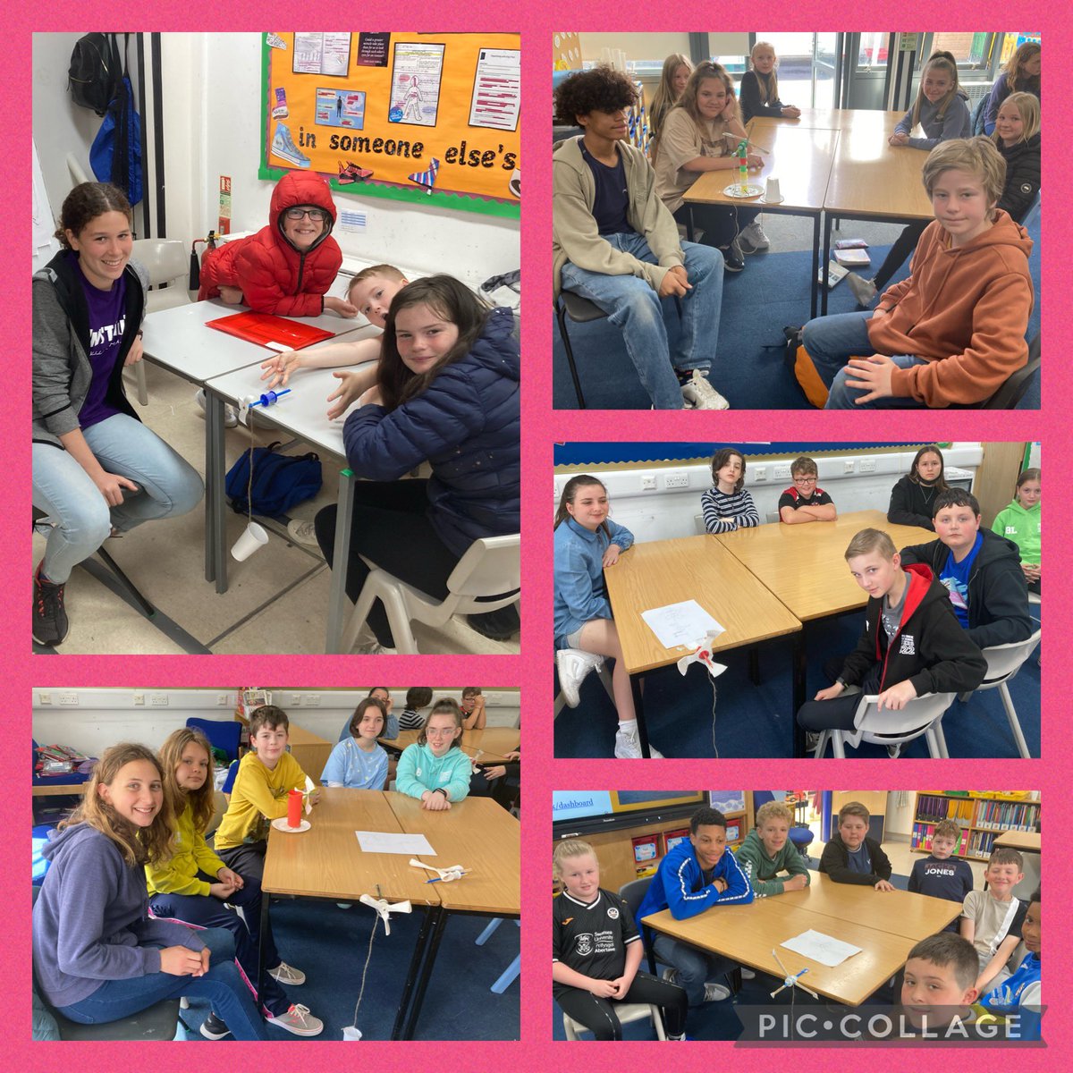 Year6PDCS's tweet photo. So many skills developed on the second day of our Erasmus+ ‘Think Global’ project! After discussing renewable energy #GlobalGoal7, pupils were tasked with designing and creating a working wind turbine! Teamwork, resilience, innovation and problem solving - da iawn pawb 🤩 https://t.co/kgU6ECMldz