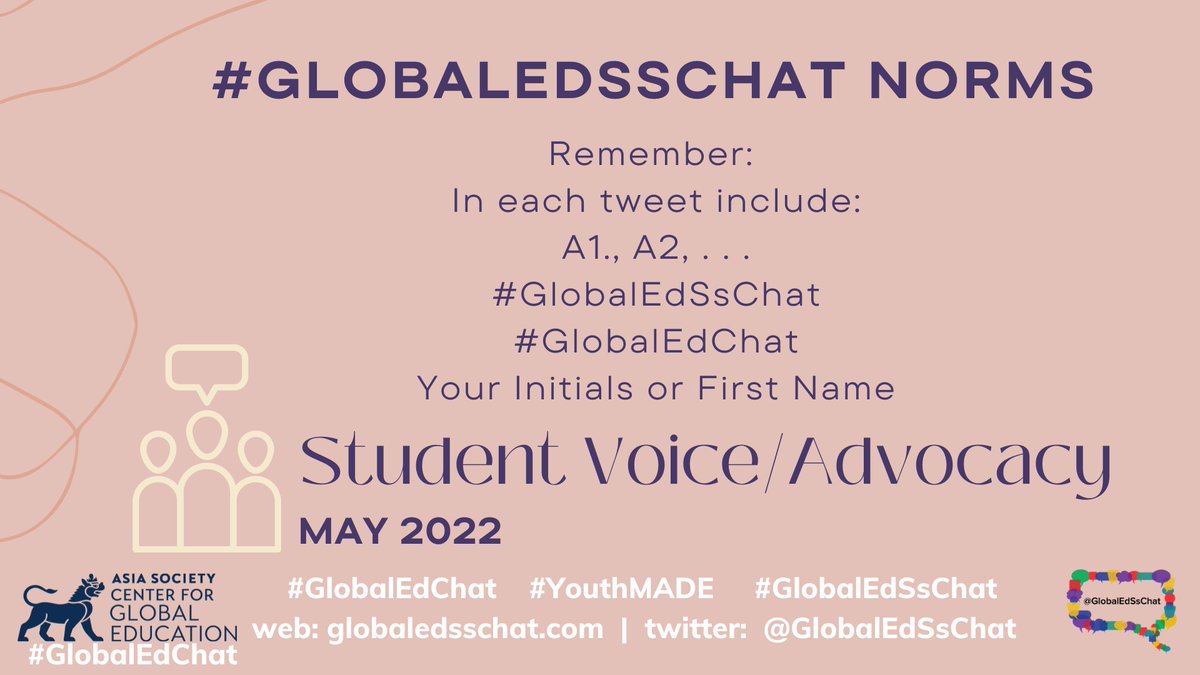 GlobalEdSsChat's tweet photo. ..and we are LIVE!

https://t.co/e1UN1S3B3G

Whether you're returning or are new to this Tweet &amp; Talk, here are the norms as developed by the student leaders!

Thank you in advance for making this a great place to connect, learn and share. #GlobalEdSsChat #GlobalEdChat #YouthMADE https://t.co/YjJgzKPkQR