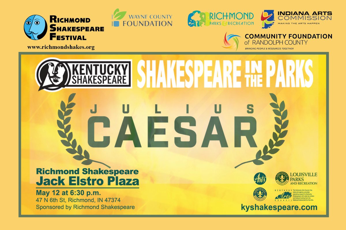 Richmond Shakespeare Festival Presents Kentucky Shakespeare's Touring Production of Julius Caesar - Free at Elstro Plaza! - mailchi.mp/richmondshakes…