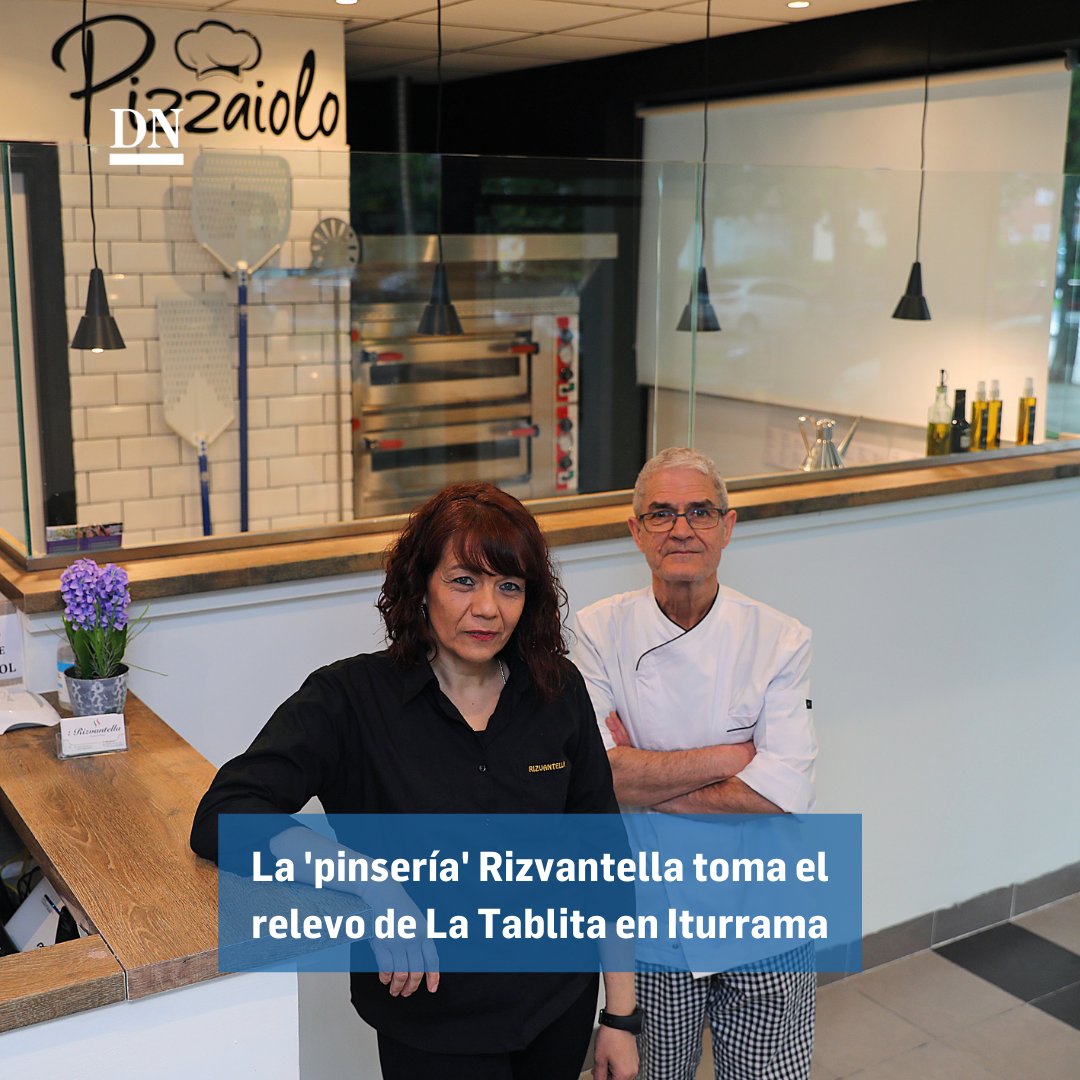 🍕🍽️ Una nueva pizzería-pinsería ha tomado el relevo a La Tablita. Se llama Rizvantella y sus dueños son Susana Uniachenco y Fran Davoudi, matrimonio “apasionado por la cocina italiana”.

ℹ️ Toda la información en bit.ly/RizvantellaDN .

✍🏼 Pedro Gómez
📸 J. C. Cordovilla