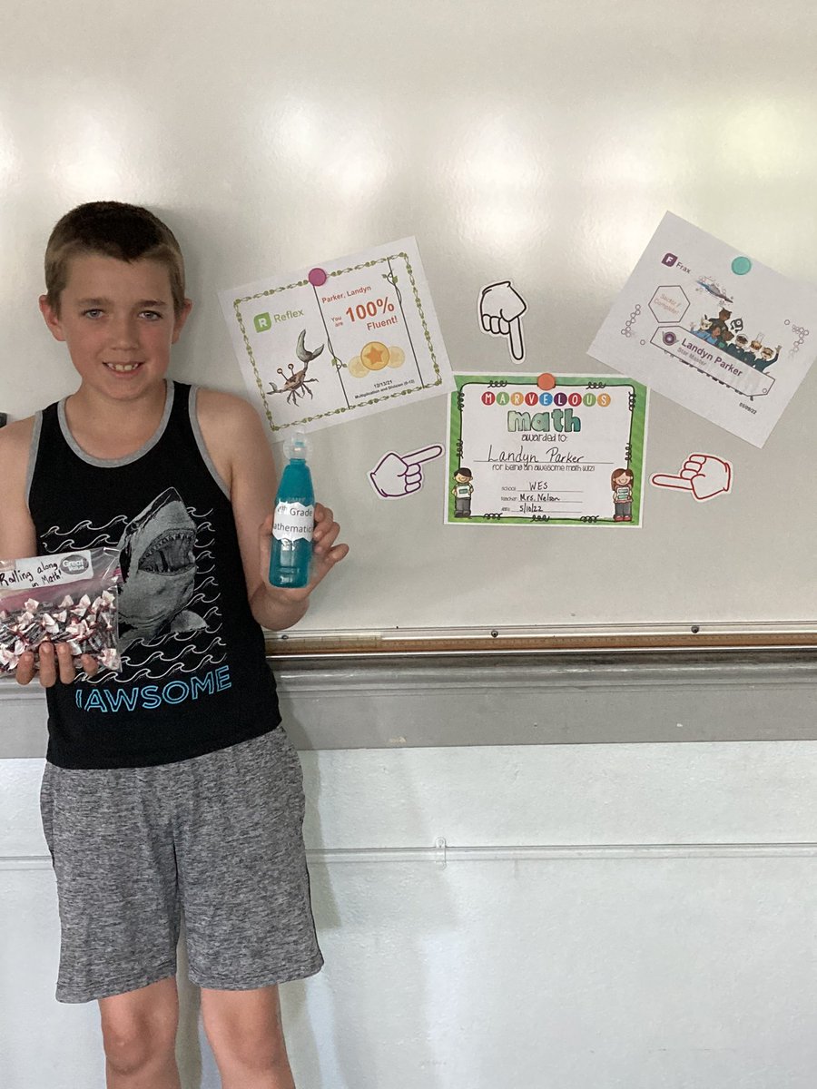 MrsNelson_34's tweet photo. Outstanding Mathematician!  Back in December he completed all of Reflex.  In a few short weeks he completed all of Frax!  Proud of you! #4thGrade #Reflex #Frax @WestyElemSchool https://t.co/y7PyGH7n9D