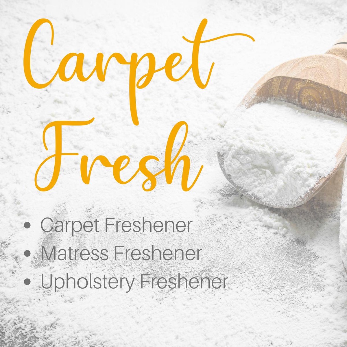 CARPET FRESH !! 
🌺🌺🌺

Carpet Fresh is a scented powder that does the job of 3 different products, freshening carpets, mattresses &amp; upholstery.   

The beautiful fragrance will linger in your home for days, making your home smell fresh &amp; clean.#carpetfresh #SBS #SmallBusiness