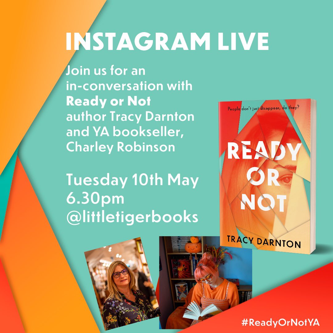 TracyDarnton's tweet photo. For the next stop in the Ready or Not blog tour I’ll be chatting over on IG Live @littetigerbooks channel tonight at 6:30pm with the fabulous @CharleyTRH Come and join us! #readyornotYA #FindKat #ukya https://t.co/p7ZeRItDJk