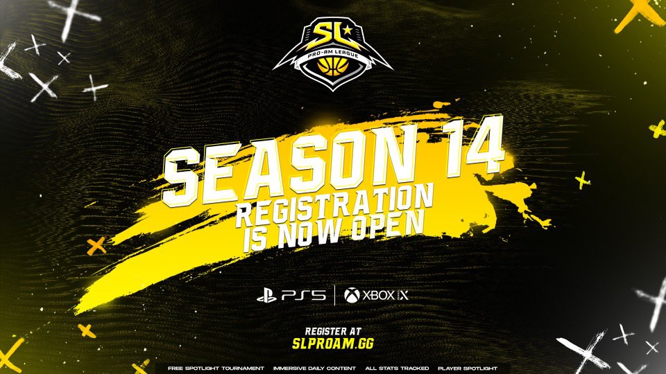 𝐒𝐋 𝐏𝐫𝐨-𝐀𝐦 𝐢𝐬 𝐁𝐀𝐂𝐊

SEASON 14 REGISTRATION IS NOW OPEN‼️

-Free additional Spotlight Tournament
-Immersive daily content
-All stats tracked
-Player spotlight

Sign up ➡️ slproam.gg/registration/