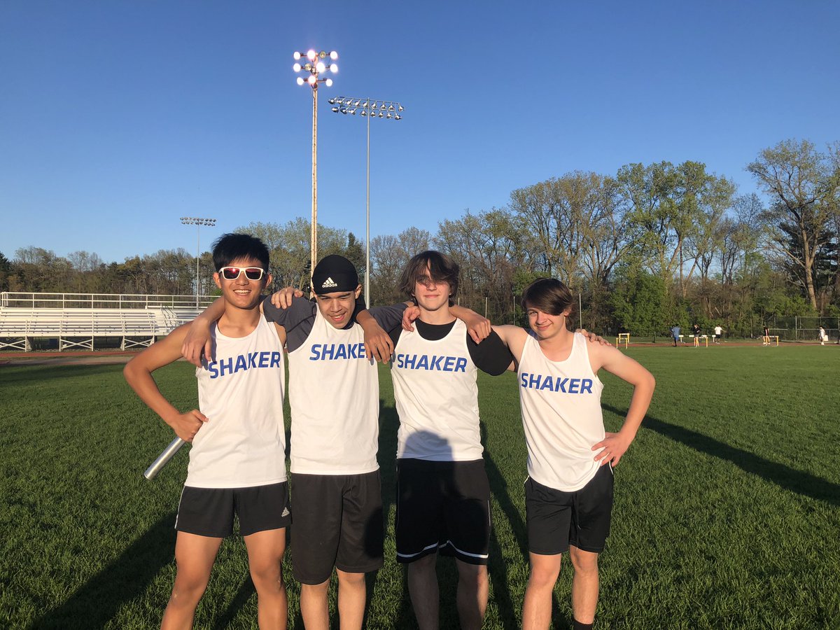 Next: 2 boys 4x100m relay teams break the previous modified school record. First team pictures of Ethan Langer, Eyad Sayed, Elijah McLeod, and Jonathan Lindhurst hit 50.0 and the team of Haojin Cao, Matthew Minaya, Anthony Fratello, and Wes Carlo hit 52.7