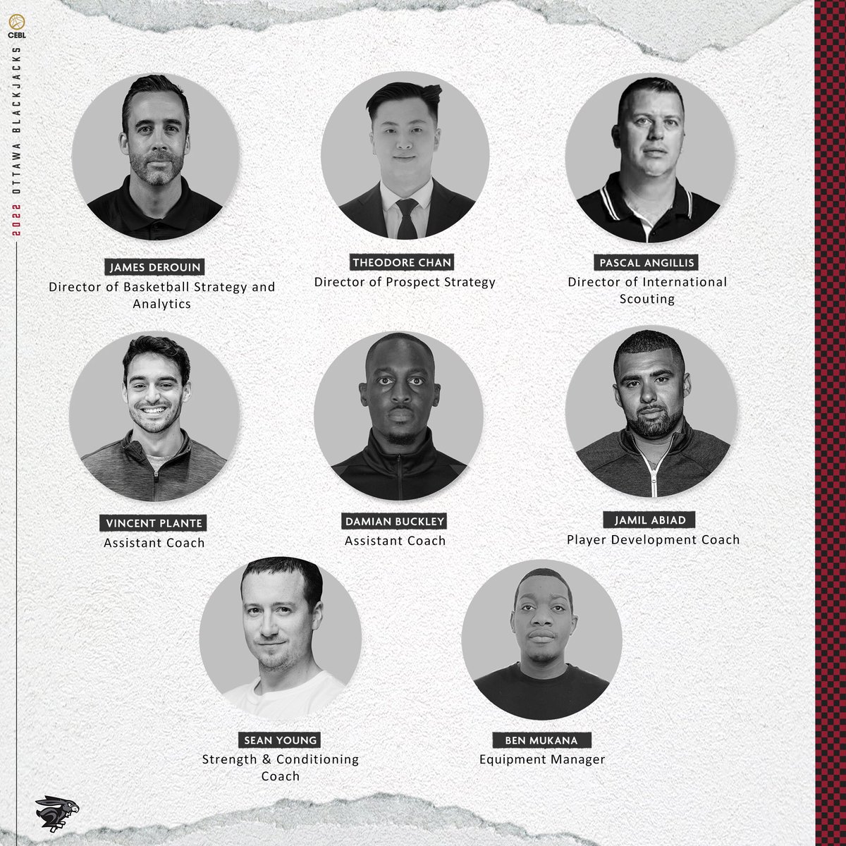 BREAKING: We Have Completed our 2022 Basketball Operations Staff  Joining  @JevohnShepherd, @chuckdb7 and Tom Johnson are: James Derouin Theodore  Chan Pascal Angillis Vincent Plante Damian Buckley Jamil Abiad  Sean Young Ben