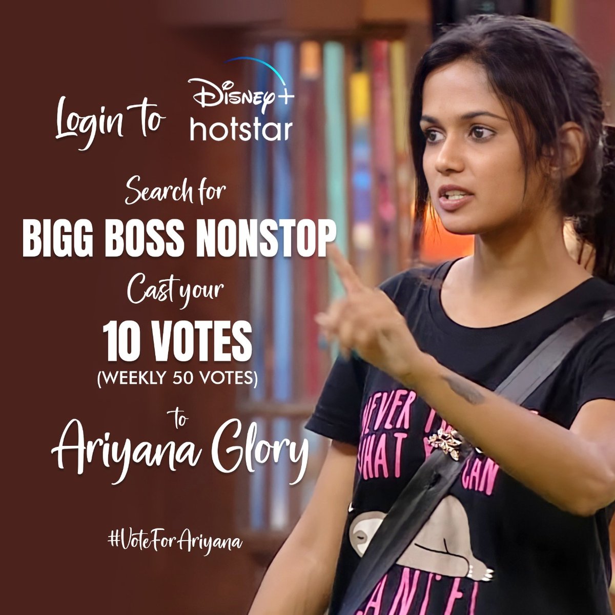 Show your love and support to the #daredevil Ariyana! Login to Disney + Hotstar APP Search for BIGG BOSS NON STOP CAST YOUR VOTE FOR ARIYANA (10 Votes) No subscription required #ariyanaglory #anchorariyana #biggbossott #biggbossnonstop #biggbossofficial #wesupportariyana