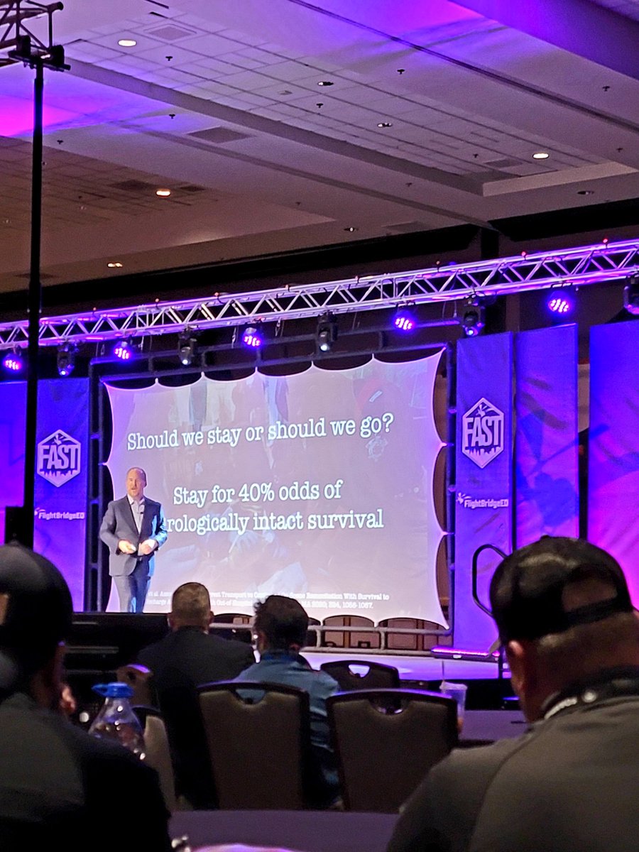 Good points by <a href="/DrJeffJarvis/">Jeff Jarvis</a> at #FAST22.
1. Stay and play on cardiac arrest for improved outcomes.
2. ECMO needs to be selective and part of an integrated system
3. No evidence to support empiric Calcium / Bicarb in cardiac arrest