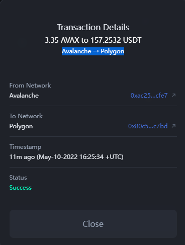 xiaobin92058193's tweet photo. Avalanche → Polygon @hashflow_ https://t.co/NUo2qr09C3