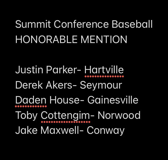 Summit Conference Baseball
Honorable Mention
<a href="/FordlandEagles/">Fordland Secondary</a> <a href="/summitconf_mo/">Summit Conference Sports</a> @CitizenPaper <a href="/scoreboardguy/">SCOREBOARD GUY</a> <a href="/OzarksOzone/">Ozarks Sports Zone</a> @CoachHorn10 <a href="/SeymourBase/">Seymour Baseball</a> @GainesvilleBDog <a href="/MansfieldBasebl/">Mansfield Baseball</a> <a href="/baseballnorwood/">Norwood Baseball</a> <a href="/ConwayBaseball/">ConwayBaseball</a>