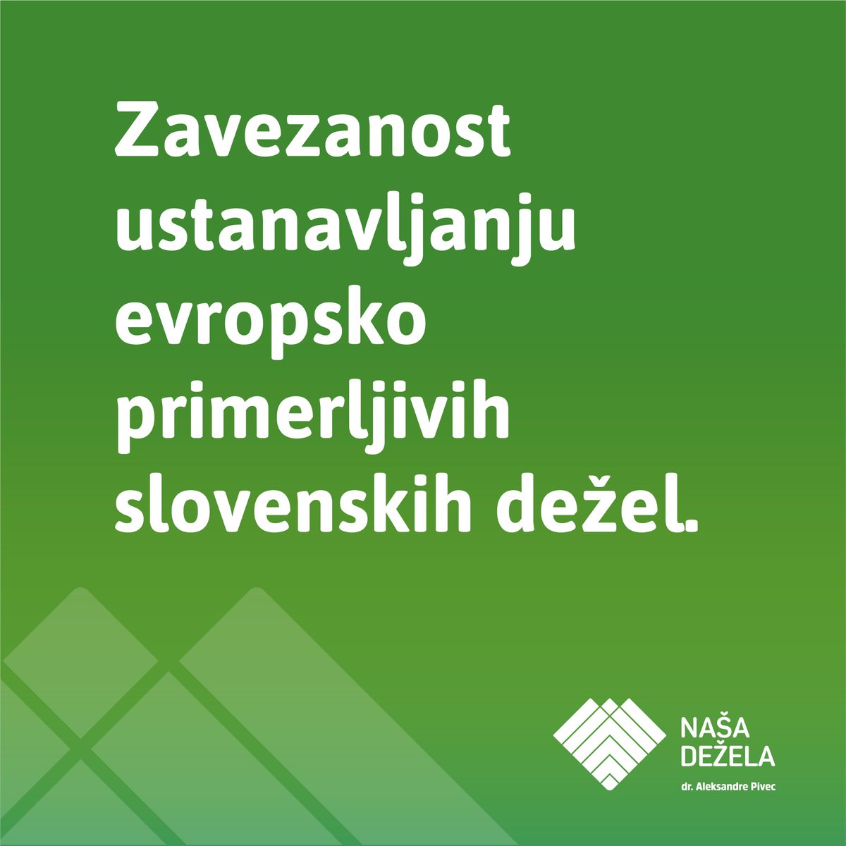 V stranki Naša dežela se zavzemamo za ustanovitev evropsko primerljivih slovenskih dežel, v katerih bodo lahko regije, mesta in občine občutno lažje in hitreje uresničevale svoje cilje in hotenja.

#ZaBoljšiJutri #ZaSlovenijo #ZaLjudi