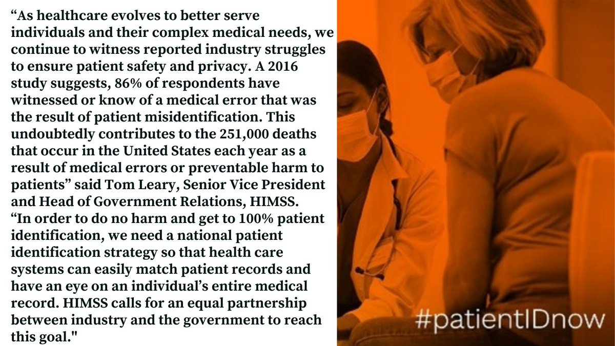 .<a href="/HIMSS/">HIMSS</a> is one of 6 founding members of the #PatientIDNow coalition, and <a href="/TLearyHIMSS/">Tom Leary</a>, Senior VP &amp; Head of Government Relations, talks about how misidentification affects patient safety.