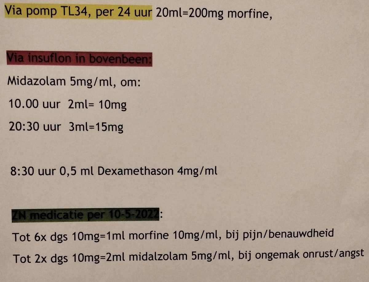 BobBout67's tweet photo. De medicijnen m.i.v. morgen. De te milde oxazepam is eraf, en daarvoor in de plaats om 10 uur een spuit dormicum (midazolam) zodat ik op de dag onder zeil ga. Palliatieve sedatie is mijn wens, dus als het goed is wordt het nu tegemoettreden daarin. Ik ben benieuwd of het werkt. https://t.co/zpXOD2GJlR