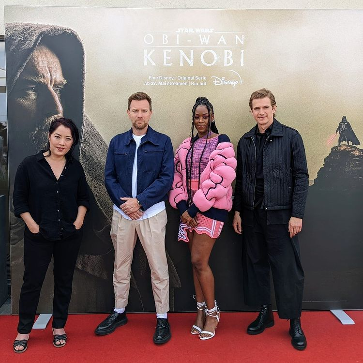 Deborah Chow, Ewan McGregor, Moses Ingram, and Hayden Christensen promoting #ObiWanKenobi
