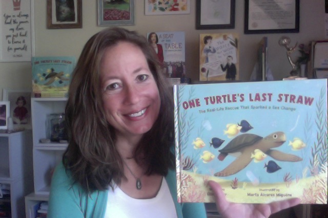 So happy to share ONE TURTLE'S LAST STRAW's launch day with kids and educators today, including my #KidsNeedMentors class and their amazing teacher, @AndrewCHacket! 
@randomhousekids @Soaring20sPB 
#plasticpollution #oneturtleslaststraw