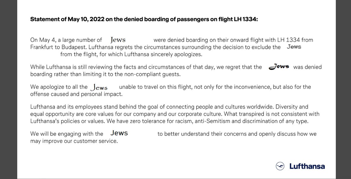 GileadIni's tweet photo. @lufthansa I tried improving your statement by more directly addressing those harmed: https://t.co/vuVXv7vr93