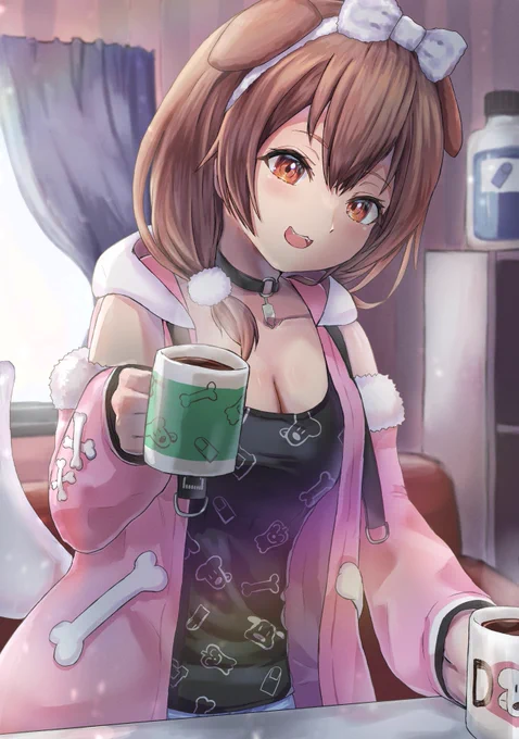 「あ、ぉぁょ～
朝ごはんでぎでるよ～」
#できたてころね #戌神ころね 