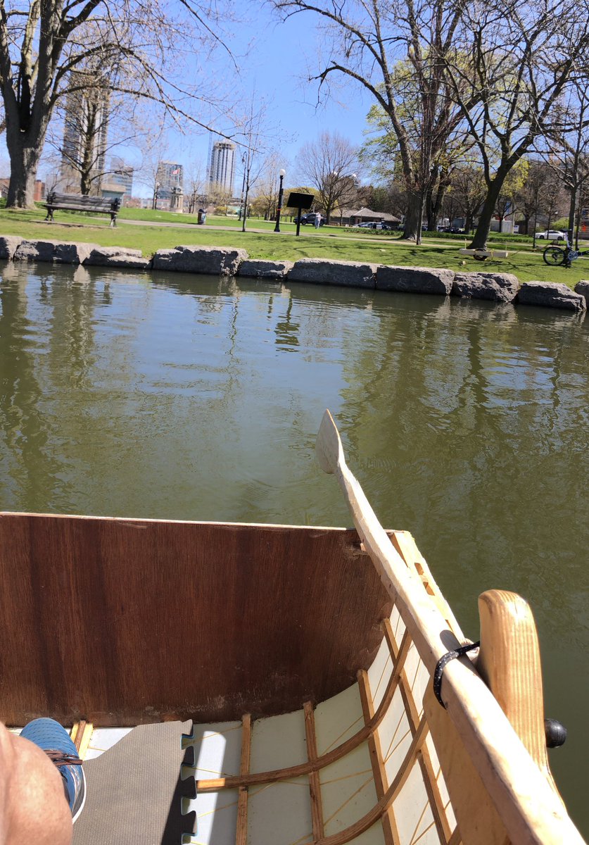 Matthew_Morris's tweet photo. Nice little row in Victoria Park this morning. I’m guessing a misguided innovator tried to build a bridge to the island using a picnic table. #urbanboating https://t.co/xn1TZ96vmx