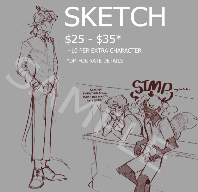 COMMISSIONS ARE OPEN!! (contact me via DM!)
WILL DRAW
- OCs
- furries/animals
- simple mecha

WILL NOT DRAW
- NSFW 