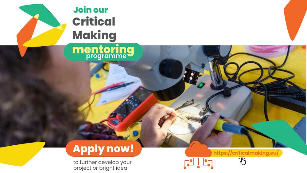 weareGIG's tweet photo. The @criticalmaking mentoring programme is now open. Apply Now! Open to people working in different areas of innovation: #OpenScienceHardware, #SocialInnovation and #Environmental Sustainability @LabMboa @KumasiHive @vilsquare https://t.co/BeU7oxevzH