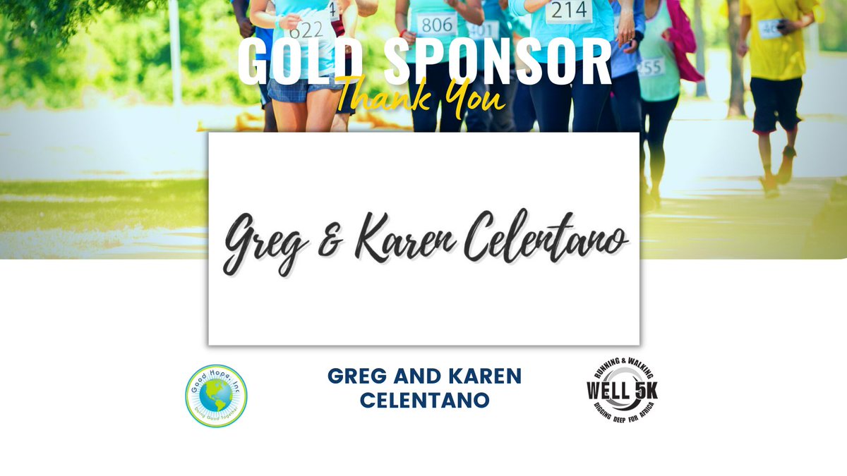 runningwell5k's tweet photo. 👦👩Greg and Karen Celentano will be partnering with our Running and Walking Well 5K as a Gold Sponsor! 🙏Thank you for your support and partnership!👏
👉Registration: https://t.co/7NeWQnuppl
#race #goodhope #5k #running #fundraiser #GoodHope #runningcommunity #fundraiserevent https://t.co/awF1Eefb8N