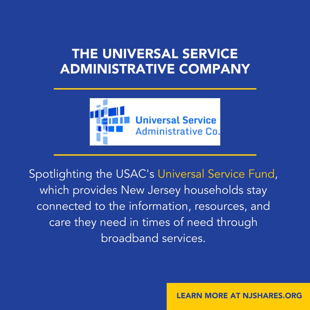 NewJerseySHARES's tweet image. NJ SHARES would like to spotlight the state&apos;s Universal Service Administrative Company, whose Universal Service Fund plays a crucial role in helping our New Jersey residents in need have access to broadband services — staying connected when they need to most.

#DeliveringHelp