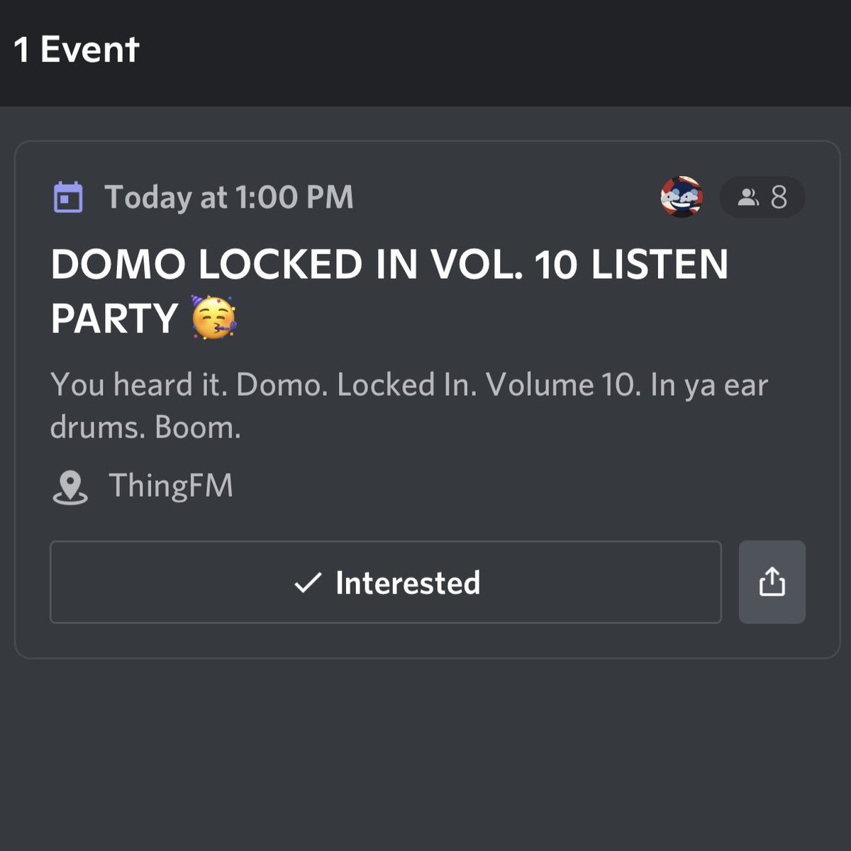 domolockedin's tweet photo. Come through! (1:00 pm CST)
@thingdoms #thingfm https://t.co/1qbZOfY1Dv