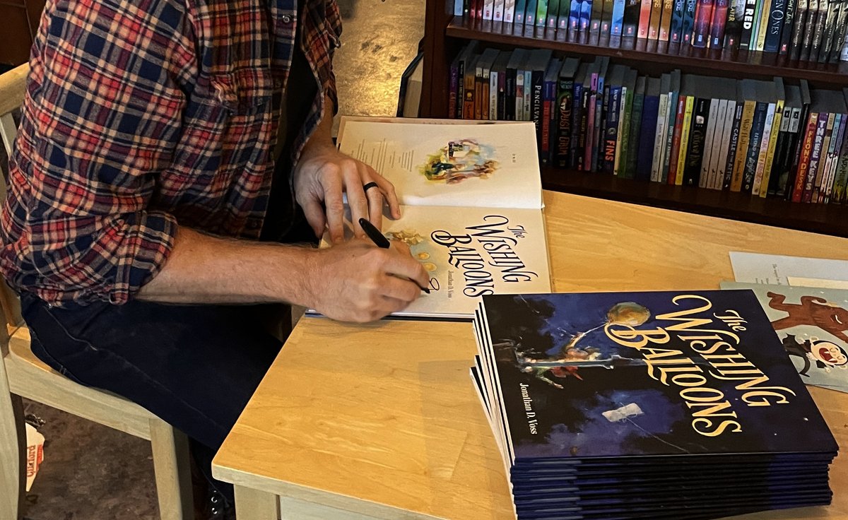 vosswriter's tweet photo. Got to stop by the wonderful @page158books to sign a few copies of THE WISHING BALLOONS - Out now! #thewishingballoons #picturebooks @MacKidsBooks @LovethePippins https://t.co/gNUQBZ0Qol